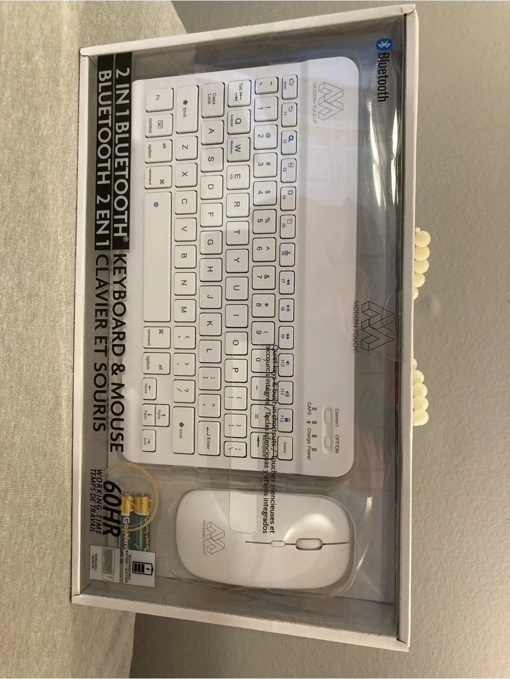 White Bluetooth Wireless Keyboard & Mouse Combo